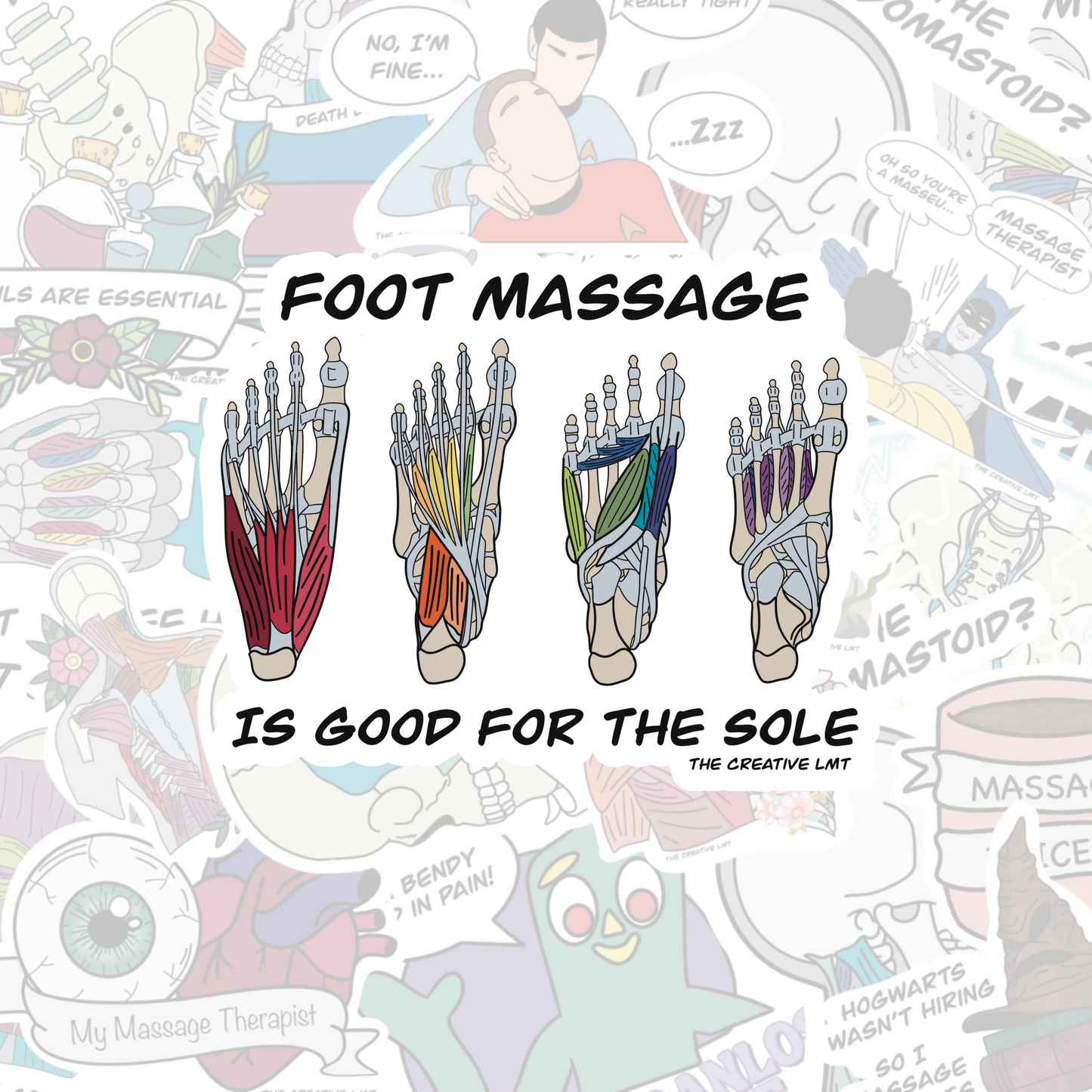Foot Massage is Good For The Sole | Anatomy Massage Therapy Vinyl Sticker