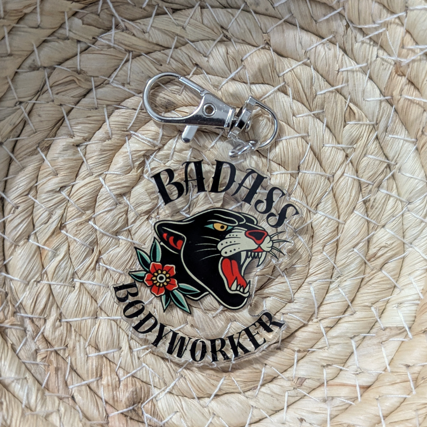 Badass Bodyworker Acrylic Keychain – Panther Design