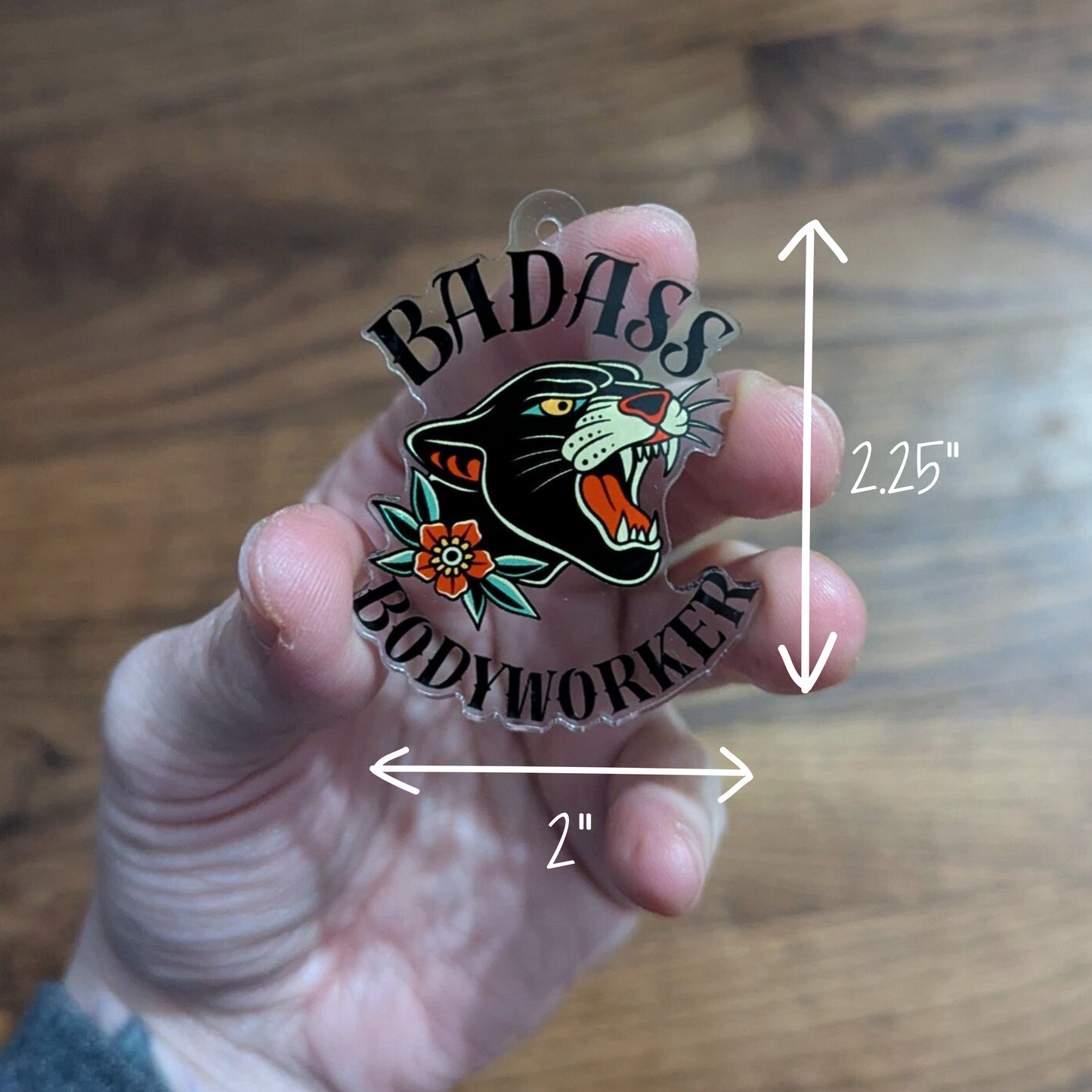 Badass Bodyworker Acrylic Keychain – Panther Design