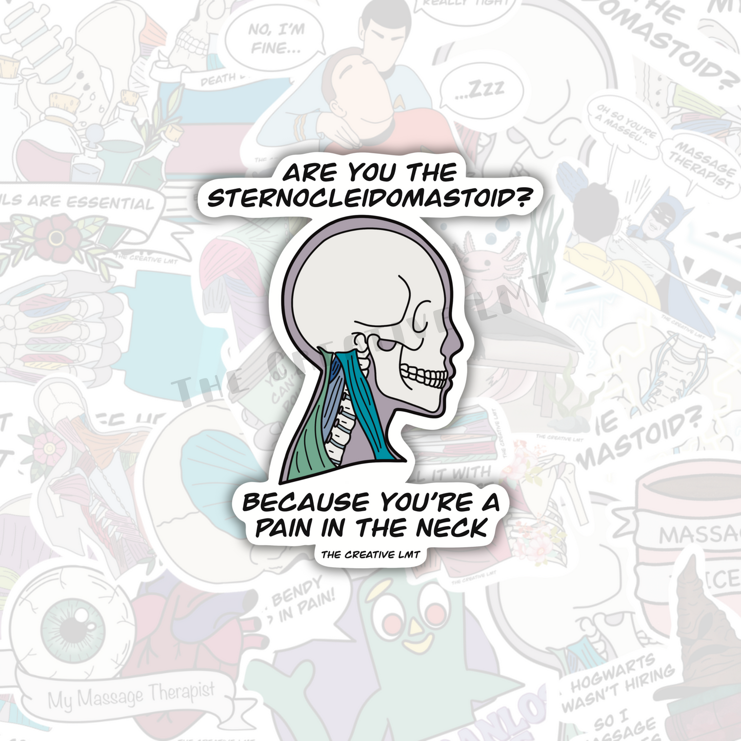 SCM Pain in the Neck | Funny Anatomy Vinyl Sticker