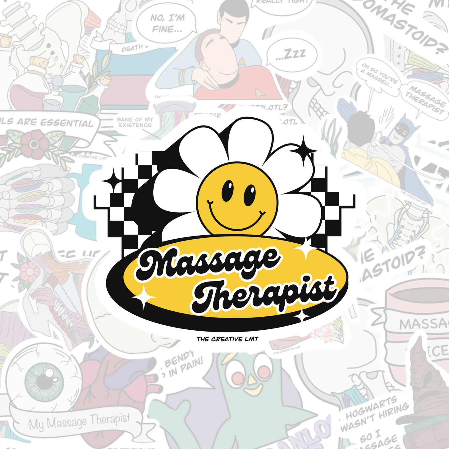 Retro Flower Massage Therapist | Vinyl Sticker