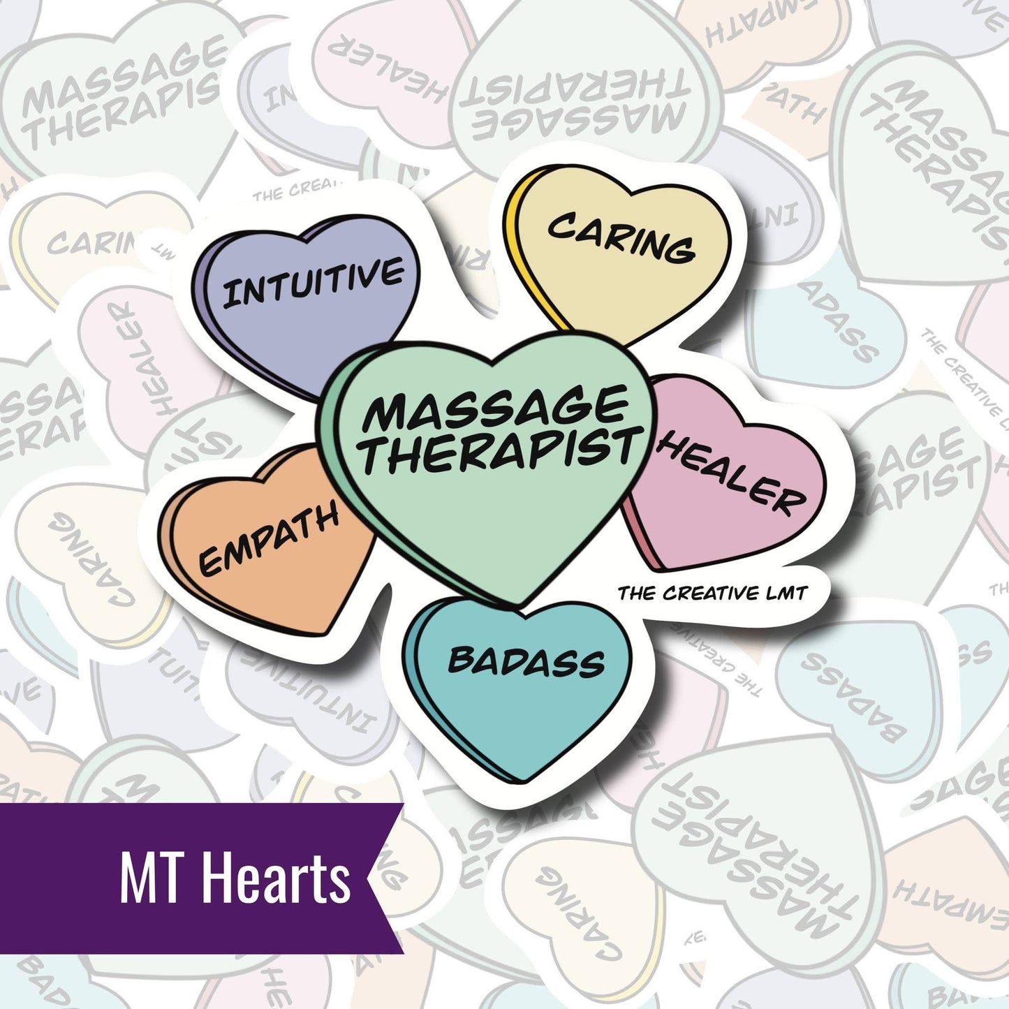 Massage Therapist Hearts Vinyl Sticker