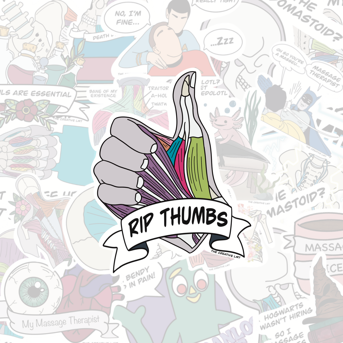 RIP Thumbs | Funny Anatomy Vinyl Sticker