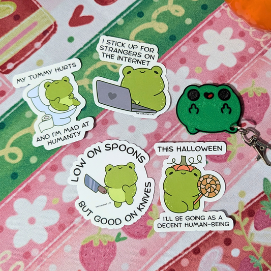 Sassy Frog Sticker Set & Keychain