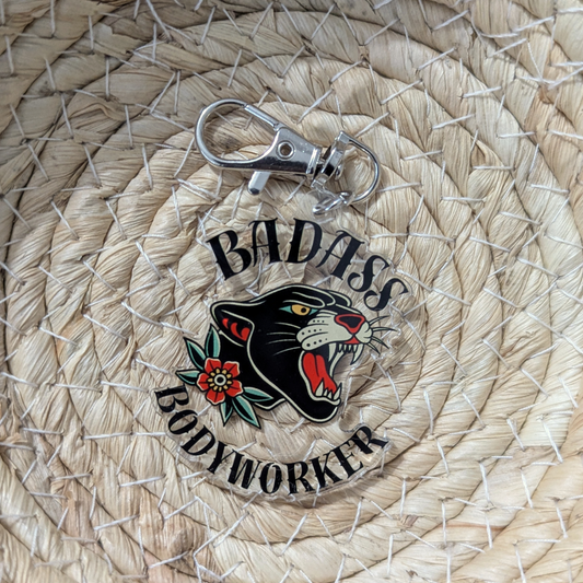 Badass Bodyworker Acrylic Keychain – Panther Design