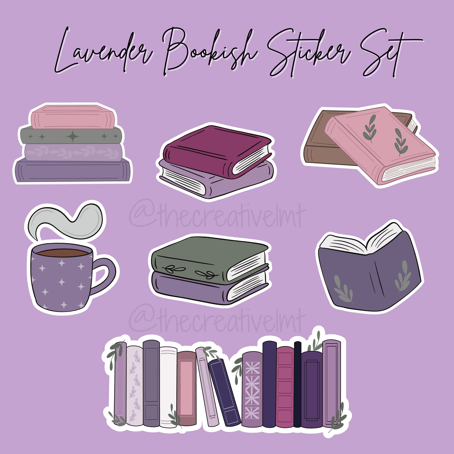 Lavender Bookish Vinyl Sticker Set