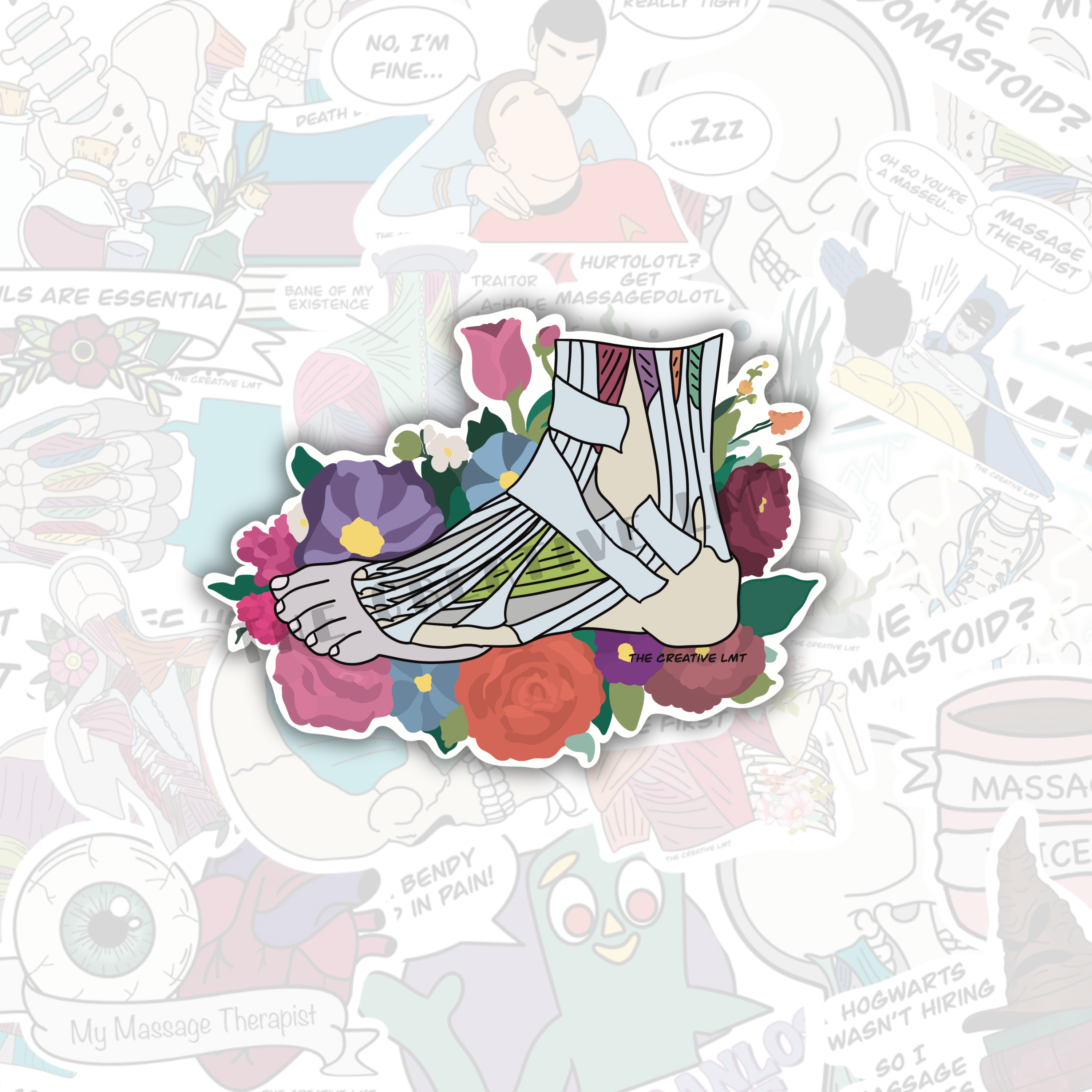Floral Foot | Anatomy Vinyl Sticker – The Creative LMT