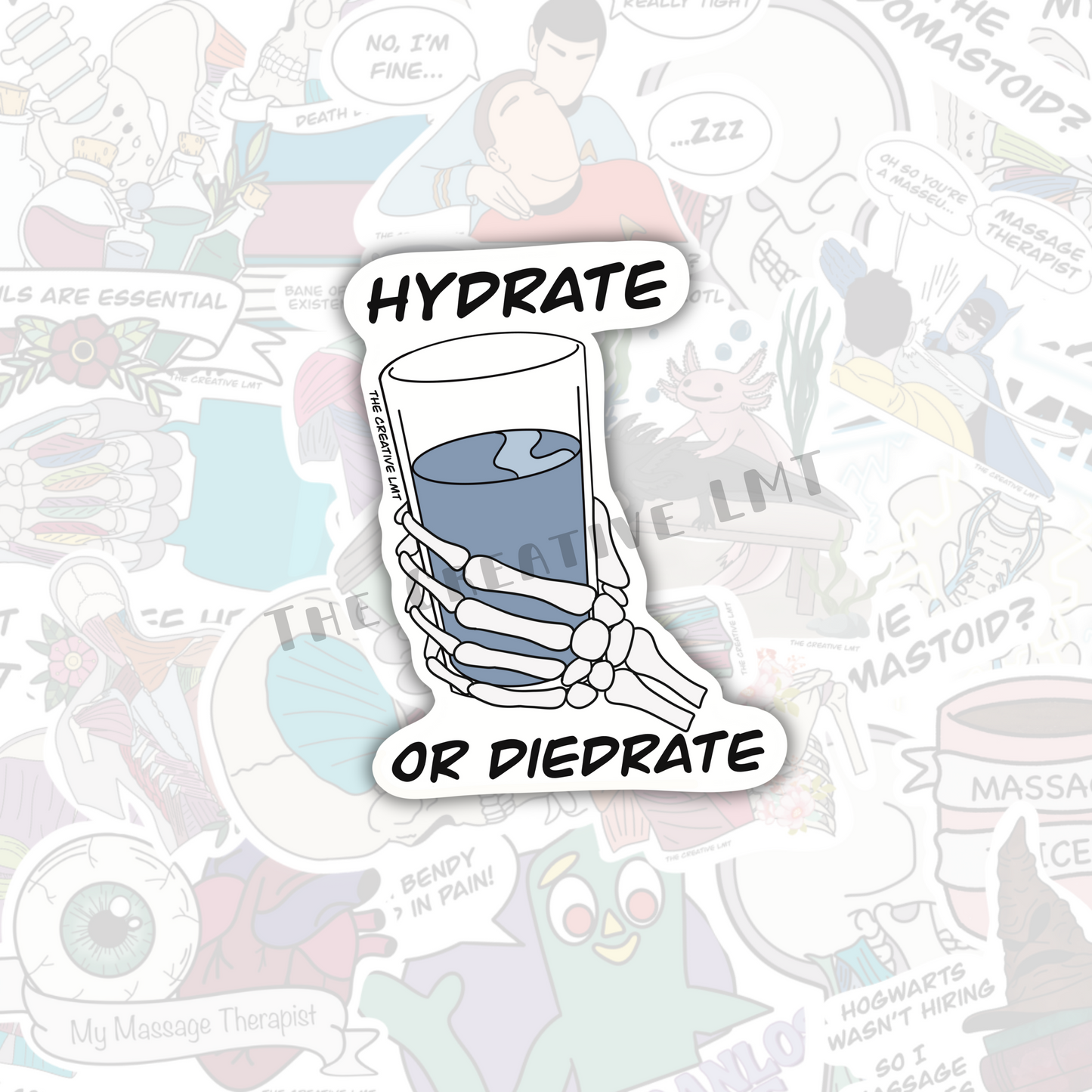 Hydrate Skelly Hand | Funny Anatomy Vinyl Sticker
