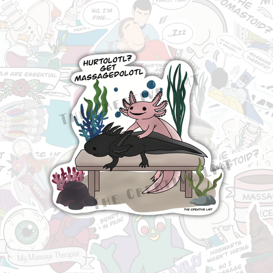 Axolotl Massage Therapy | Cute Vinyl Sticker