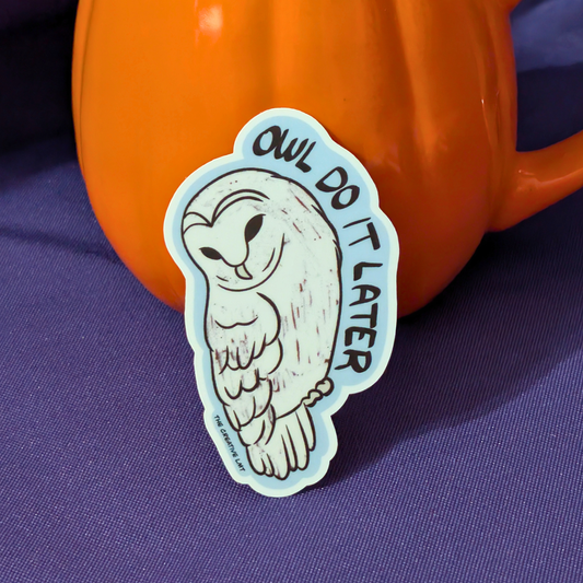 Owl Do It Later Vinyl Sticker