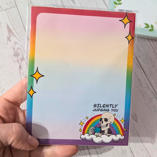 Silently Judging You Rainbow Skeleton Notepad