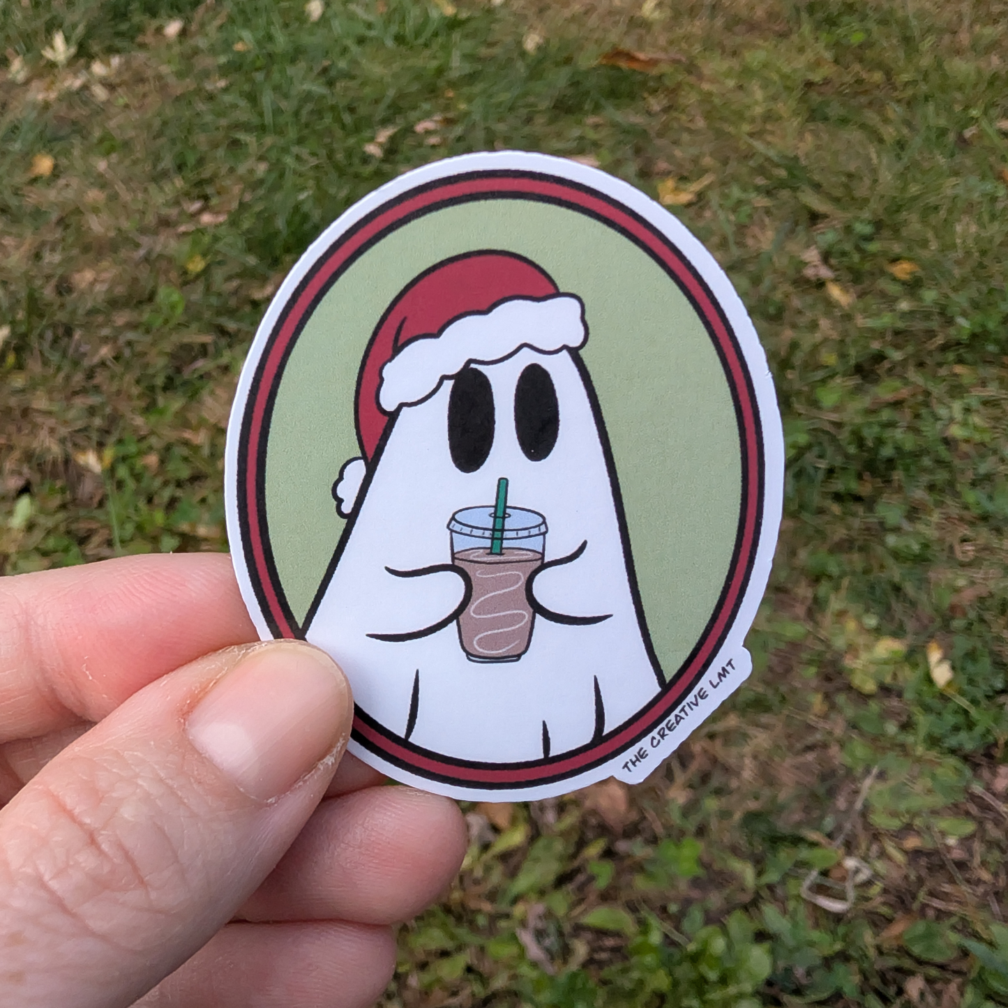 Holiday Coffee Ghost Vinyl Sticker